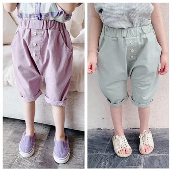 

3575 Summer 2020 Children's Harem Pants for Girls and Boys Middle Pants Fashion Comfortable Kids Cotton Pirate