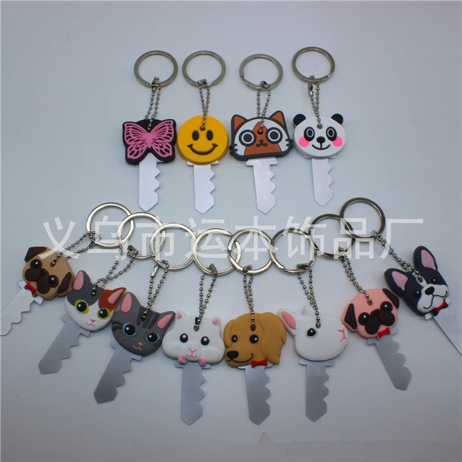 

10pcs Protective Key Case Cover for Key Control Dust Cover Holder Cartoon Silicone Organizer cat dog Home Accessories Supplies