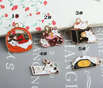 

10pcs cat charm enamel charm for jewelry making fashion earring pendant bracelet necklace charm