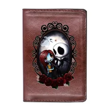 

Classic Christmas Skeleton Couple Passport Cover Leather Men Women Slim ID Card Holder Pocket Wallet Case Travel Accessories