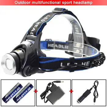 

Powerful Zoomable T6 LED Headlamp Waterproof Rechargeable 3 Modes Headlight Portable Outdoor Camping Running Tactics Flashlights