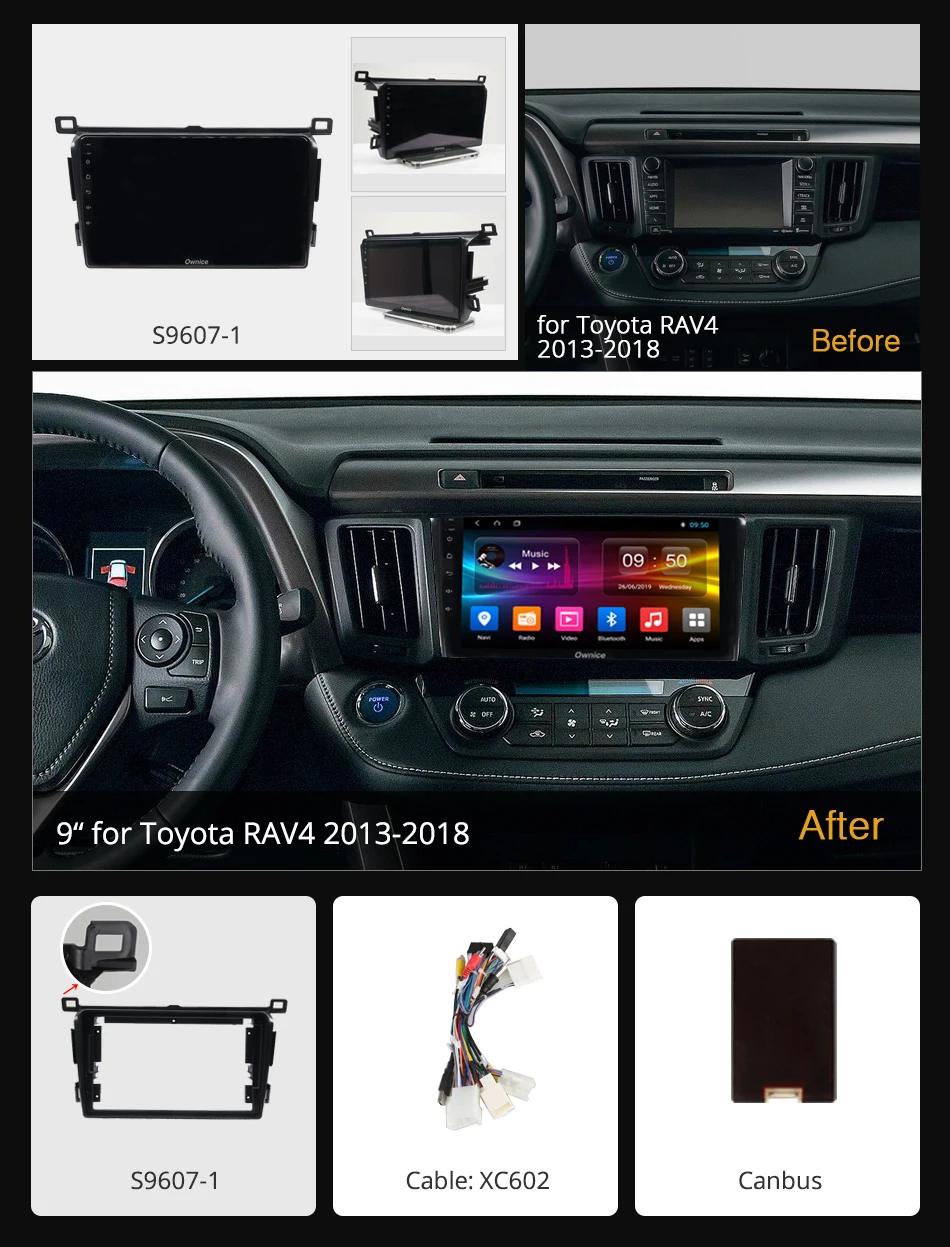 Ownice Android 9,0, четыре ядра, 4 Гб ОЗУ, автомобильный dvd-плеер k3 k5 k6 для TOYOTA RAV4 2013 360, Pano ram a DSP 4G LTE SPDIF