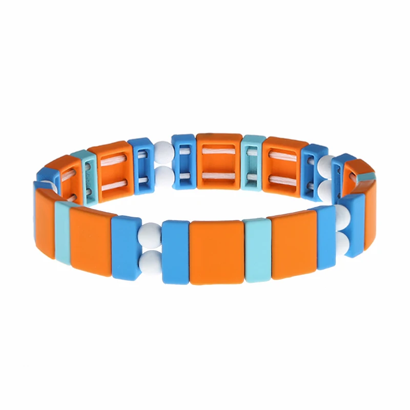 colour 26 TL009 Модный богемный Радужный эмалевый сплав браслет ручной работы сделай сам из бисера стрейч окрашенный женский ювелирный браслет - Окраска металла: colour 26