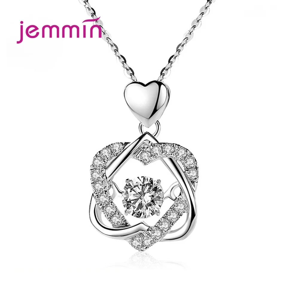 Big Promotion Genuine 925 Sterling Silver Charm Necklace Heart Shape