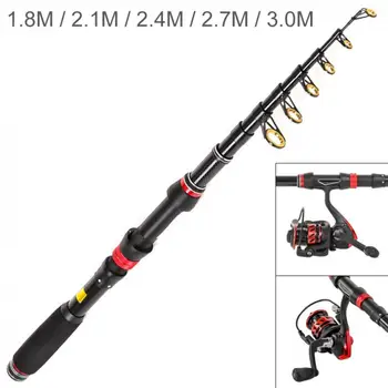 

1.8m 2.1m 2.4m 2.7m 3.0m Carbon Fiber Fishing Rods Telescopic Lure Ultrashort Pole