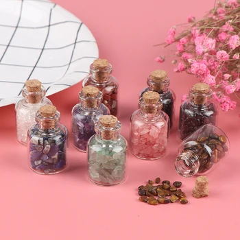 

1pc Small Natural Crystal Rock Stone Gravel Wishing Bottles Rough Minerals Specimen Mini Stones Gift With A Box