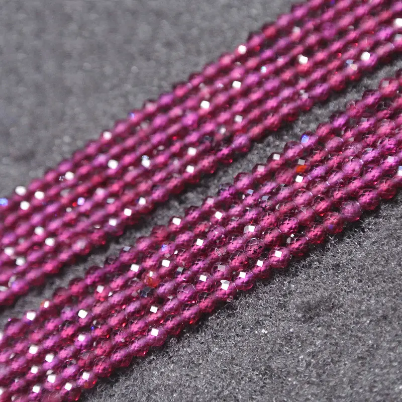 

2/3/4mm Natural purple Garnet Stone Beads Faceted Spacer Tiny DIY Loose Beads For Jewelry Making beads Accessories 15'' Gift