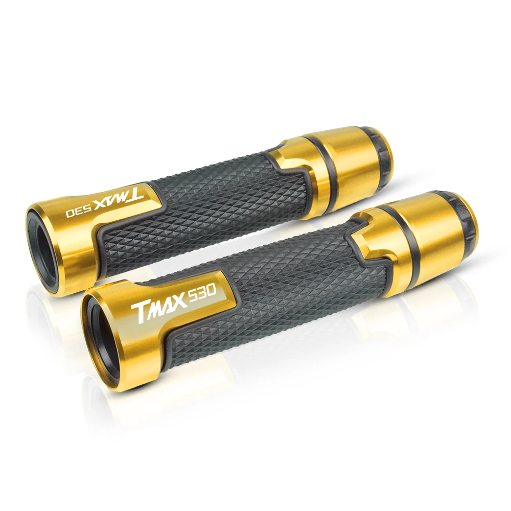 Для Yamaha TAMX 530 500 2010- круглый год мотоциклетные ручки алюминиевые резиновые ручки для скутера - Цвет: gold TMAX530 logo