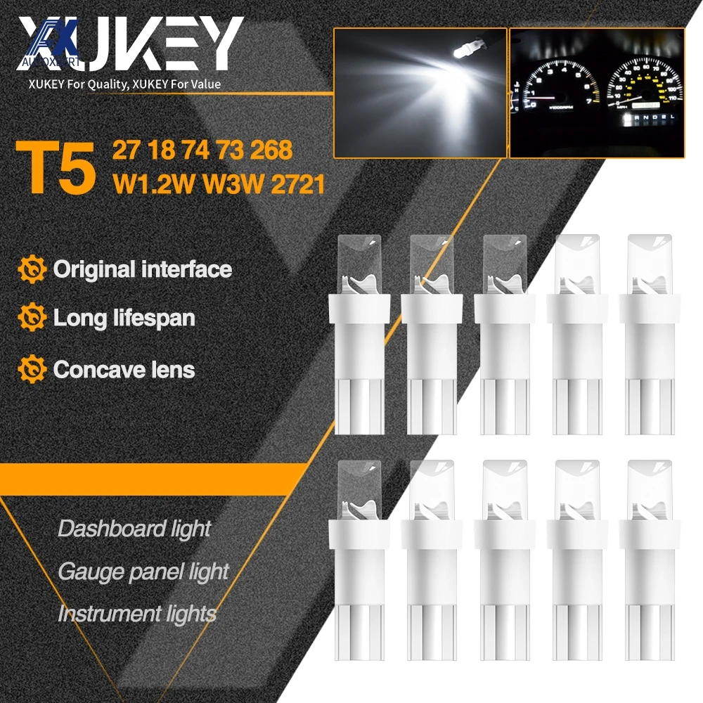 

10pcs T5 74 73 286 LED Car Dash Dashboard Lights 74 73 286 Instrument Cluster Gauge Panel Lamp Speedometer 86 17 18 Wedge Bulbs