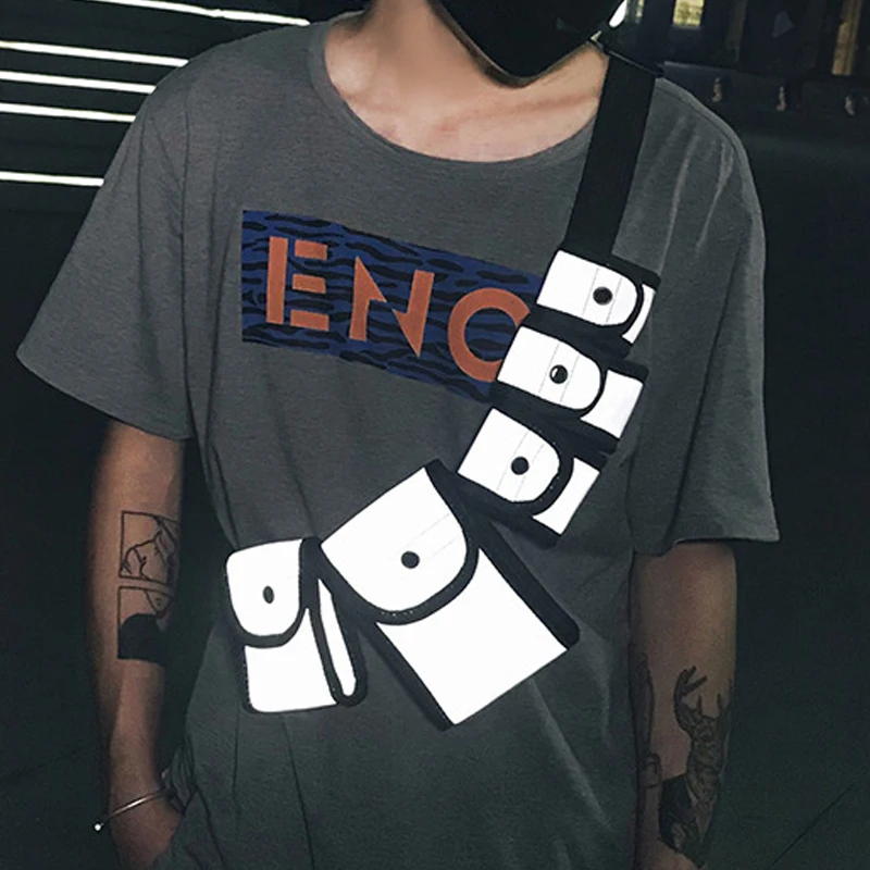 Мужская нагрудная сумка в стиле Харадзюку модная Светоотражающая на плечо