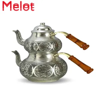 

Heavy Gauge 1mm Thick Natural Handmade Antique Copper Turkish Copper Tea Pot Kettle Stovetop Teapot, LARGE 2.5 Lt