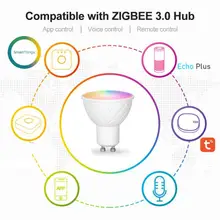 

Zigbee GU10 5W RGBCW Smart LED Lamp Spotlight Light Bulb Dimmable Colorful Changing Bulbs Work For Alexa Google Home Smartthings