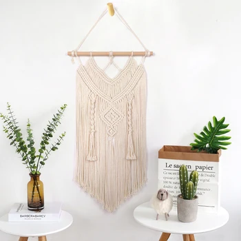 

Macrame Wall Hanging Tapestry Wall Decor Boho Chic Bohemian Woven Home Decoration for Apartment Bedroom Living Room Gallery