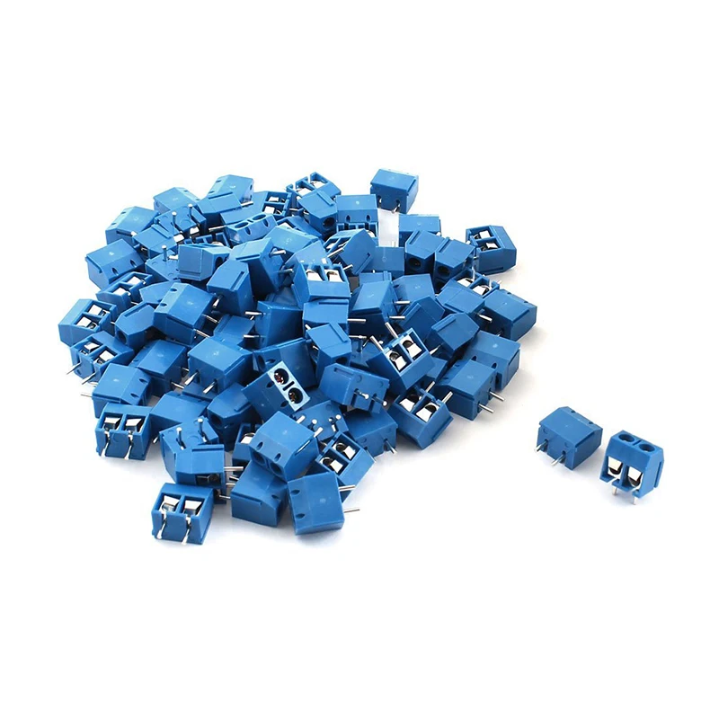 

100pcs 2P Plug-in Screw Terminal Block Connector 5.08mm Pitch Blue