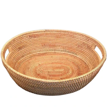 

Vietnam Autumn Woven Rattan Fruit Basket Candy Snack Organizer Pastry Dessert Tray Beautiful Storage Basket