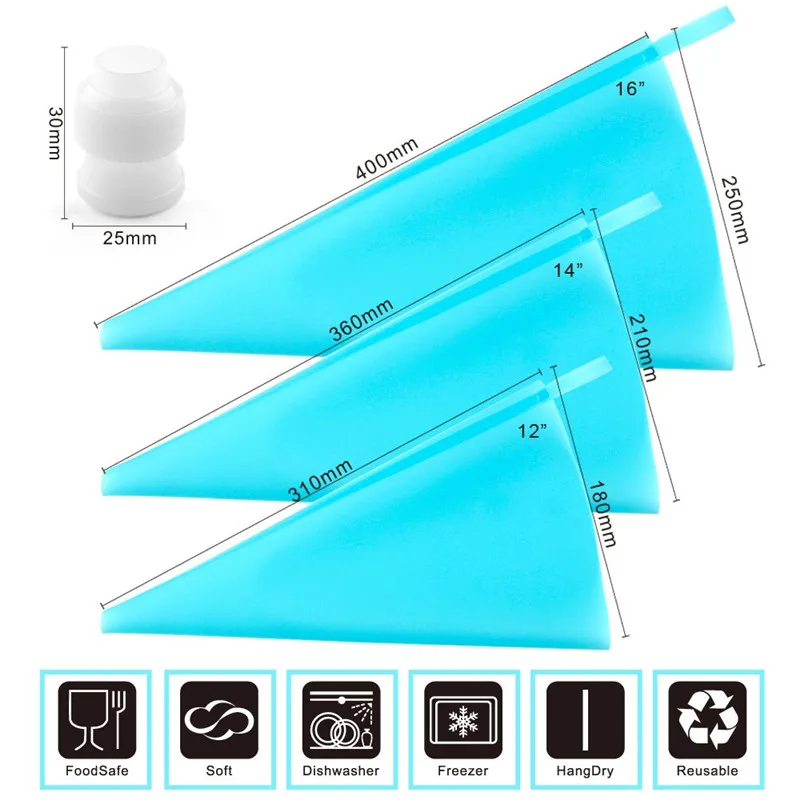 

SEAAN Cake Pastry Bag Set Cupcake Cake Decoration Bag Sugar Bag Pipe Bags-with BONUS Blue Baking Cake Tools Pastry Bags