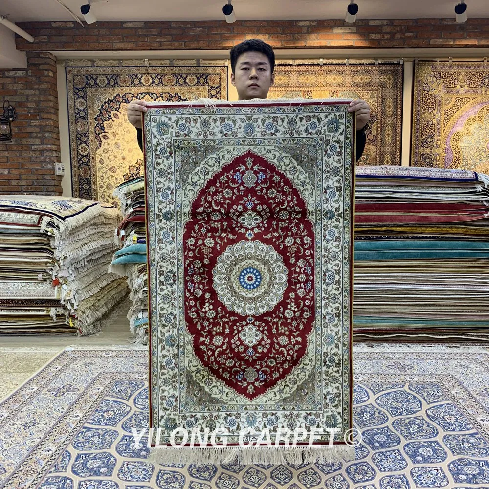 YILONG 2.5'x4' Red Handmade Carpet Luxury Silk Area Rug for Living Room (YXR319B) | Дом и сад