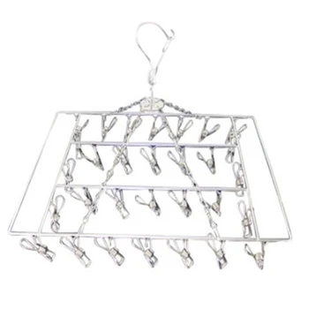 

Stainless Steel Drying Racks Laundry Hanger with Set of 30x Clothespins for Drying Clothing Towels Diaper Underwear Socks