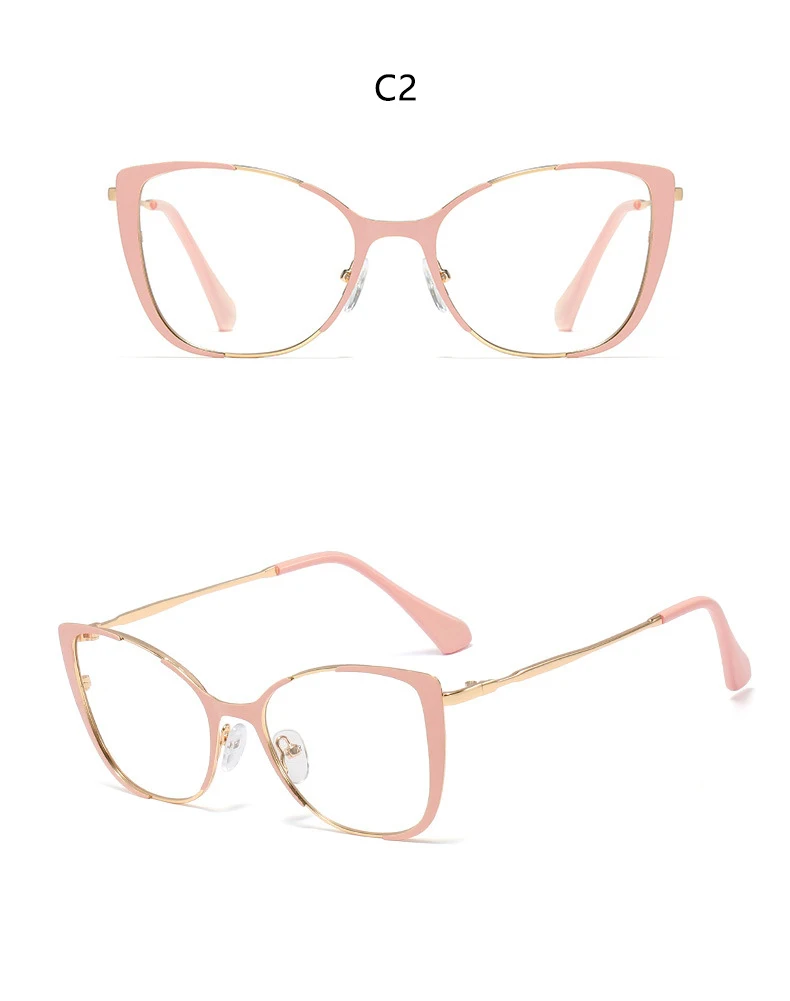 Новые красные кошачьи очки Оптическая оправа из металла прозрачные линзы очки без рецепта винтажные женские очки хипстерские очки