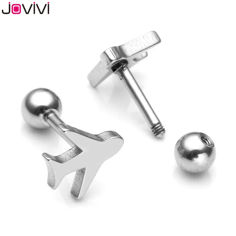 1 pair Silver Jovivi 16G серьги-гвоздики из нержавеющей стали, серьги-гвоздики, спиральный для хряща, бар, пирсинг для пупка, штанга, серьги для пирсинга - Окраска металла: 1 pair Silver