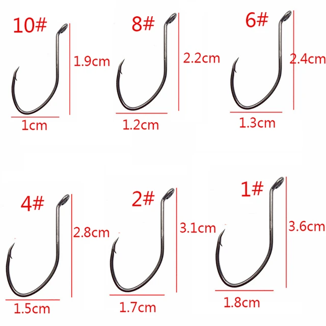 100Pcs High Carbon Steel Fishing Catfish Hooks 10#-8/0 Black Wide Gap Bait  Barb Freshwater/Saltwater Fishhooks - AliExpress