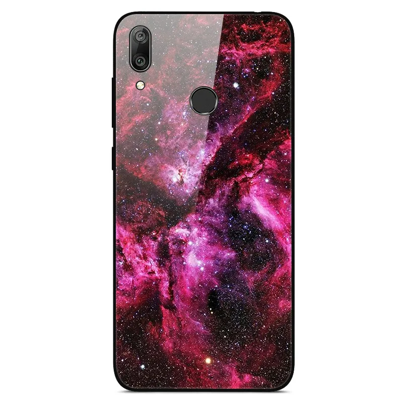 42 Чехол для телефона s для huawei Y7, жесткая задняя крышка из закаленного стекла для huawei Y7, чехол Y 7, мягкий бампер, художественный чехол 6,26 - Цвет: 42