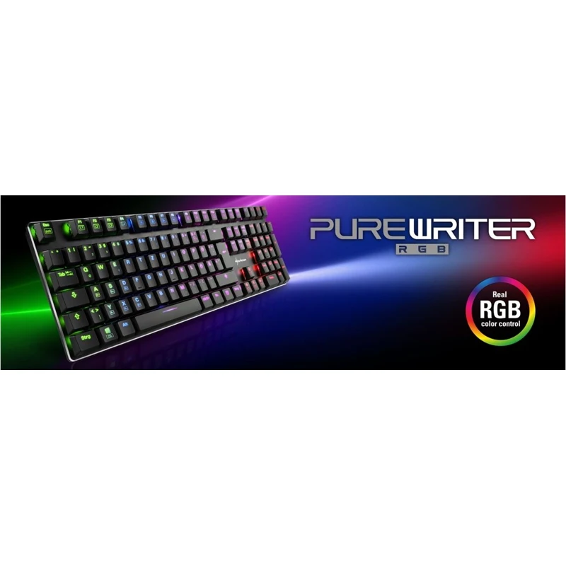 Клавиатура Sharkoon PureWriter RGB Red механическая, Kailh Red, проводная, подсветка RGB, USB, цвет: черный