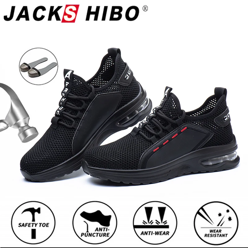 Ажурные дышащие мужские рабочие защитные ботинки JACKSHIBO противоударные со