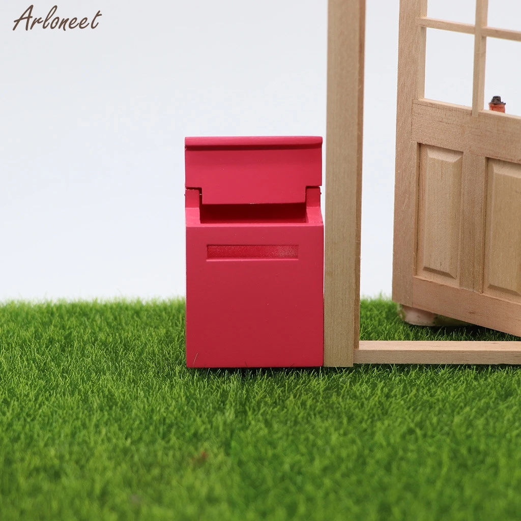 Деревянные маленькие мебель красочные снаружи почтовый ящик для 1:12 кукольный домик украшение миниатюрная кукла моделирование домашняя игрушка