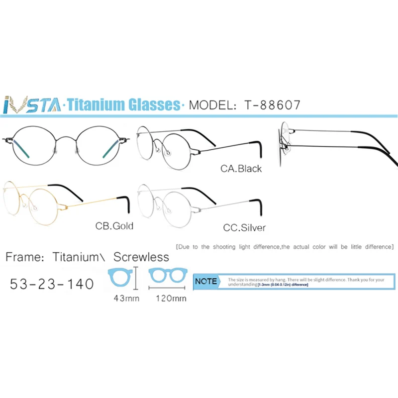IVSTA Eyewear Titanium Glasses Men 98607 with logo box Prescription Women Round Myopia Optical Frame Denmark Korean