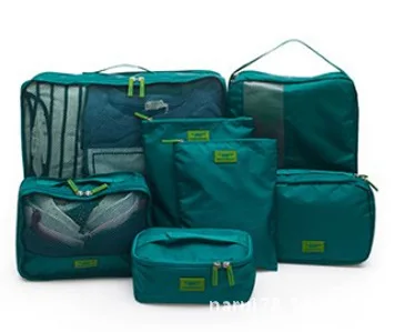 Нейлоновая упаковка, куб, дорожная сумка, система, прочная, 7 штук, набор, большая вместимость, сумки, унисекс, одежда, сортировка, организовать - Цвет: Blue