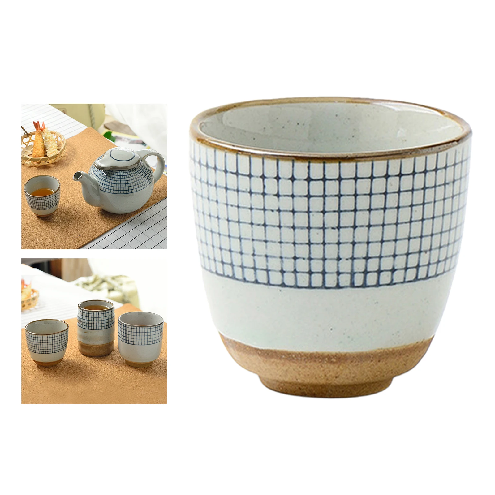 Japanese Pottery Tea Cup Mug Ceramic Teacup Yunomi Teacup Style D with Plate Japanese Pottery Tea Cup Mug Ceramic Teacup Yunomi Teacup Style D with Plate
