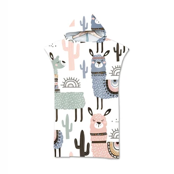 

Digital printing Alpaca Robe Bath Towel Outdoor Adult Hooded Beach Towel Poncho Bathrobe Towels Women Man Bathrobe aHT25