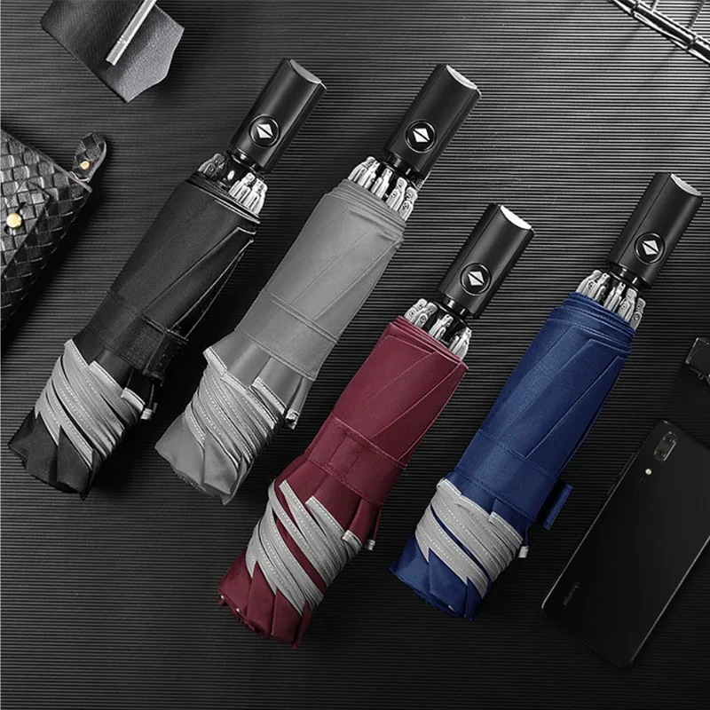 

Reflective automatic umbrella car car reverse umbrella folding business 8 bone Three fold Sunny and rainy umbrella