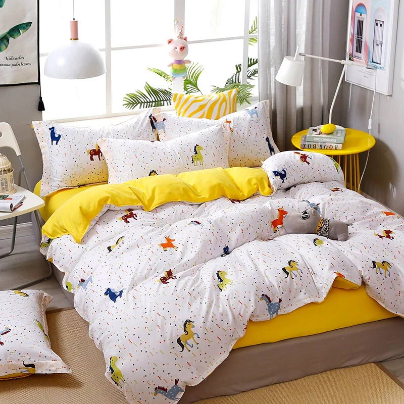 White Small Zebra And Color Spot Spread Printing Bedding Set Hot Sale Home Textile Twin Full Queen Size