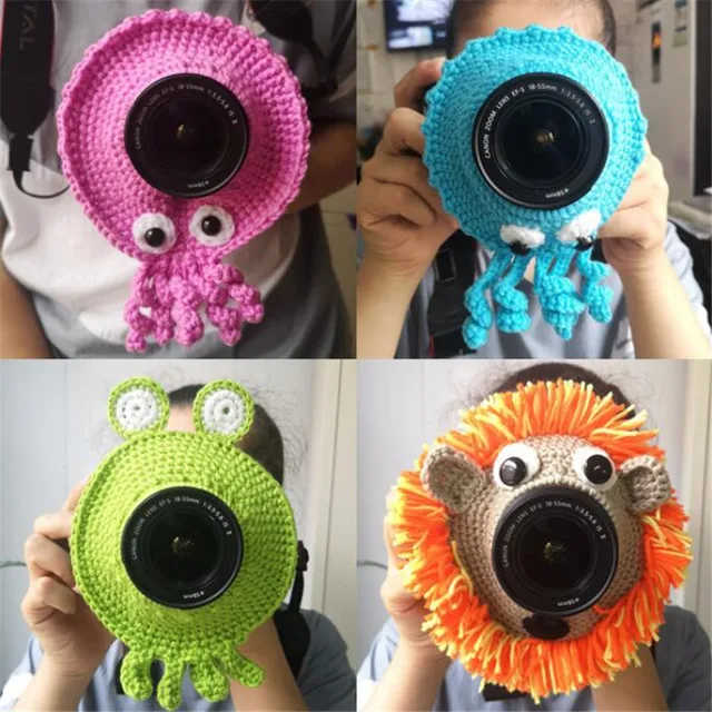 Photography Accessories Props Animal Camera Buddies Hand knitted Camera Lens Decorative Ring For Baby Pet Photo Guide Doll Toys 2