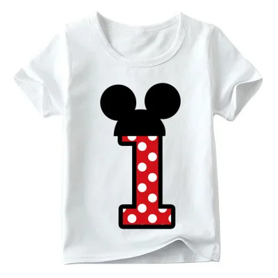 Одежда с милым принтом и надписью «Happy Birthday» для маленьких мальчиков и девочек детская забавная футболка подарок на день рождения для детей 1-9 лет - Цвет: W01Red-1
