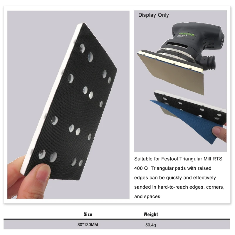 thumbnail image 2 of Orbital Sander Accessories Replacement Backing Pad For Festool DTS 400 Sander - 148x98mm Triangular Sanding Pad Dust-free Sander Pads 2 of 10