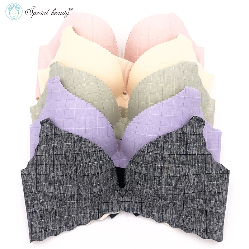 

Free shipping!!!Super Push Up Smooth One-Piece Seamless Wireless Simple Seamless Super multi color Sexy lattice Bra