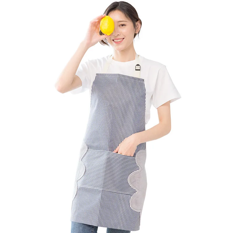 1PC PVC Coral Fleece Waterproof Women Apron Striped Sleeveless Oilproof Water-Proof Apron Kitchen Cleaning Product Women Apron