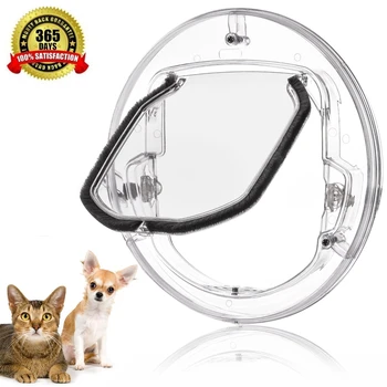 

Safe And Non-Toxic Pet Cat Door Glass Window 4 Way Locking Cat Doors Suitable For 6kg / 13lbs Cats Small Dogs Puppy