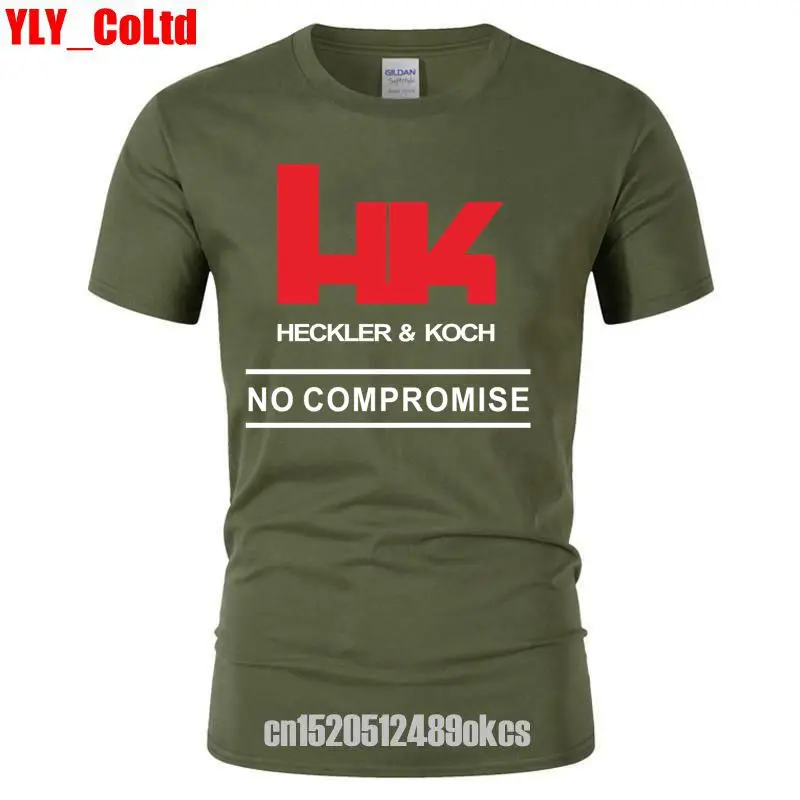 Men's T Shirts HK Logo Heckler Koch Firearms No Compromise Man TShirt Short Sleeve Tees Shirt Men Neck Women T-Shirts 2019 | Мужская
