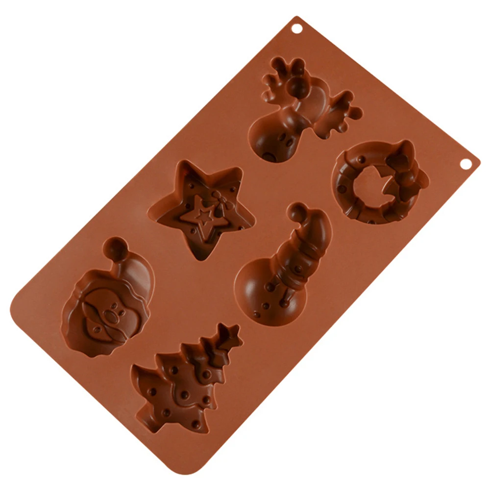 Whaline 6pcs Christmas Silicone Chocolate Mould, Xmas Candy Mold Trays,  Baking Jelly Sweet Mould Santa Claus Snowman Christmas Tree Present