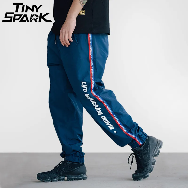 

Harajuku Side Stripe Pants Jogger Men Hip Hop Pants Streetwear Vintage Ribbon Sweatpant Casual Track Trousers 2018 Summer Autumn