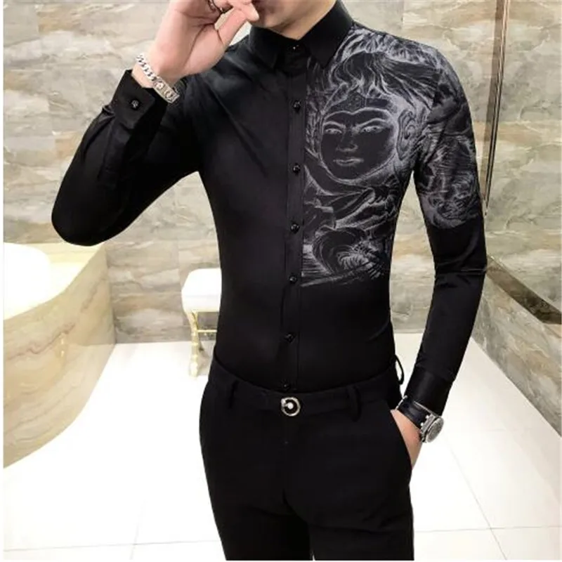 Фирменная Новинка chemise homme модная весенняя рубашка Мужская Уличная приталенная Мужская рубашка с длинными рукавами Повседневные мужские рубашки платье