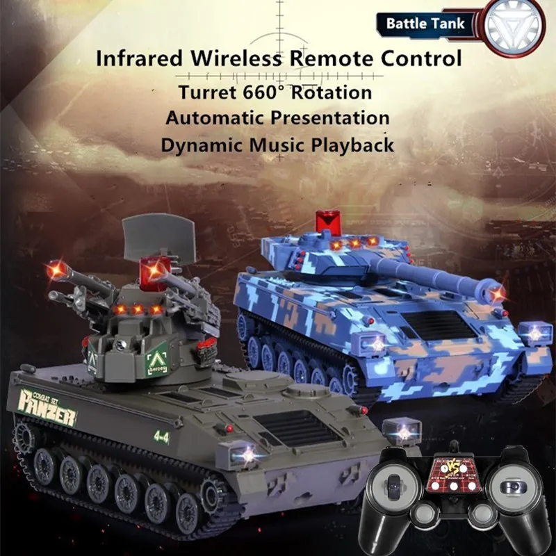 Инфракрасное Моделирование RC боевой танк 25 минут музыкальная револьверная башня