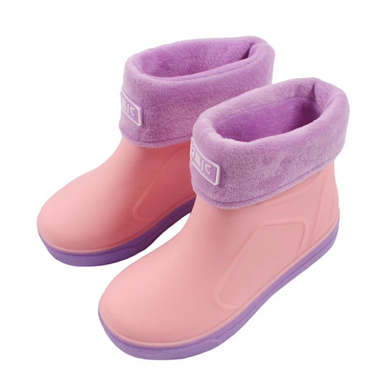 Детские пластиковые ботинки для дождя Нескользящие резиновые чистый цвет