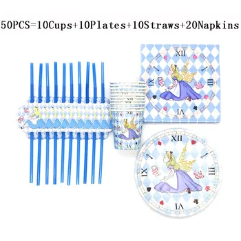 

50/80Pcs Alice Birthday Party Decorations Kids Boy Disposable Party Supplies Plates Cups Straws Napkins Happy Birthday Set