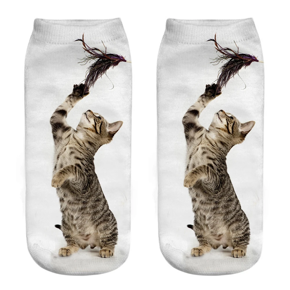 Neue Heiße 3D Druck Lustige Nette Cartoon Kätzchen Unisex Kurze Socken Kreative Bunte Mehrere Katze Glücklich Niedrigen Knöchel Socken Für Frauen – Detail 8