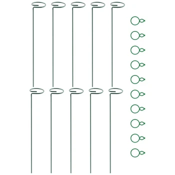

Plant Stem Support, 10 Plant Support Poles, Plant Cage Support Ring with 10 Plant Clips for Plant Stem Support (45 cm)